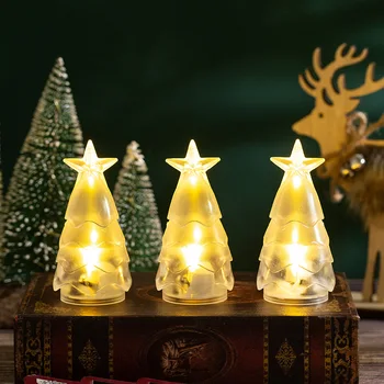 1бр Прозрачна Акрилна Коледно Дърво LED нощна светлина 2024 Коледен Декор на Декорация на Коледна Украса за Дома Стаите в Навидад