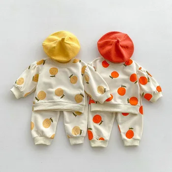 Комплект детски дрехи MILANCEL, костюм с плодов принтом за малки момчета, комплект блузи с качулка за момиченца