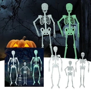 Забавен Светещи В Тъмното Скелета, подпори за Хелоуин, Бар, декорации за дома, Флуоресцентно Скелет, Забавни декорации за Хелоуин L5