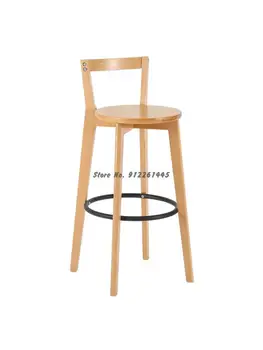 Начало бар стол с гръб от масивно дърво, модерен скандинавски прост модерен лек луксозен стол за касата, мрежова бар стол с червено вино