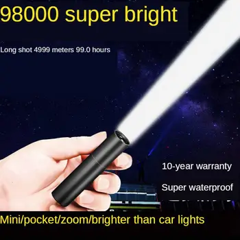 Led фенерче От алуминиева сплав USB Акумулаторна мини Преносим Супер ярък Джобна Лампа за дома на далечни разстояния Външно осветление