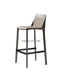 Италианско минималистское седлото, кожен стол, бар стол в индустриален стил, бар стол, лесно луксозно седло за кафе, бар стол