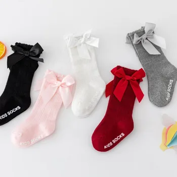 Чорапи за новородени момичета с голям лък, Детски чорапогащи до коляното, Детски окото балетные чорапи за деца, мини дълги чорапи за бебета
