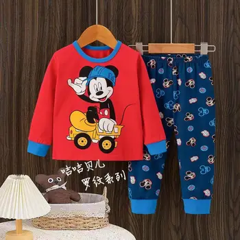 Детски костюм с дълъг ръкав Disney Mickey, Пижами за бебета Момичета и момчета, комплект дрехи за сън