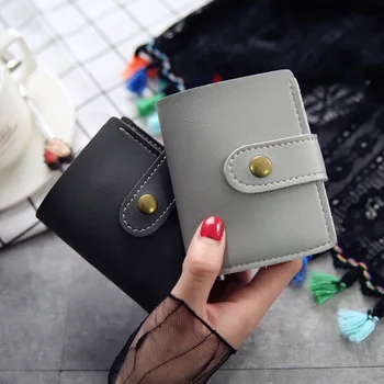 Дамски портфейли в ретро стил, монофонични мини портфейл от изкуствена кожа, за жени, всекидневни студентски чантата си, с къси карти и монети