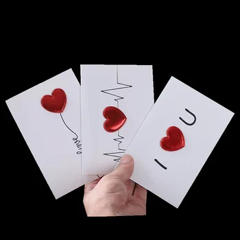 3D Поздравителна картичка със сърце на Любов в пликове, Романтична Червена Картичка от сърце Любов, Поздравителна картичка за сватба, Св. Валентин