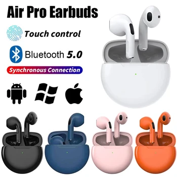 Слушалки Tws Air Pro 6 Bluetooth с микрофон 9d Стерео уредба, висококачествена Безжична връзка Bluetooth