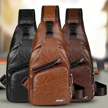 Творчески кожени чанти през рамо Мъжки чанти-месинджър USB Нагрудная чанта с Подаръци за Рожден Ден