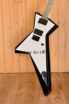 Рядка китара GT Glenn Tipton Judas Priest бял, кремав Explorer Electirc, копирни изображения EMG, точков инкрустация, черна фитинги