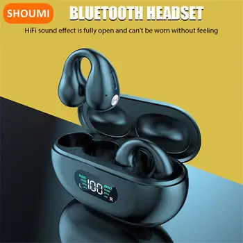 Shoumi 2023 ушите с костна проводимост Bluetooth V5.3, Слушалки-клипове, Безжични Слушалки-клипове, Спортни слушалки с микрофон