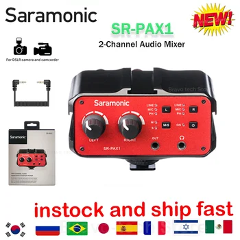 Saramonic SR-PAX1 2-Канален Аудиомикшер с Фантом на захранването, две XLR-входа 6,3 и 3,5 мм тънкия китара Огледално-рефлексен фотоапарат, iPhone X 8 7 6
