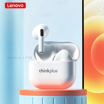 Оригинални слушалки Lenovo LP40 Bluetooth 5.0 TWS Безжични слушалки С двоен стерео Шумопотискане и микрофон За Ios и Android