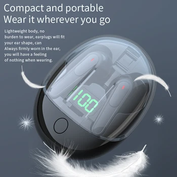Безжични слушалки с шумопотискане, Bluetooth-съвместими стерео слушалки 5.3, дълго време на автономна работа, дигитален дисплей за занимания във фитнеса
