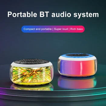 Мини Bluetooth-високоговорител, цветни светлини, тонколони, 1000 ма, Безжичен високоговорител, намаляване на шума, Радио, Субуфер Звукова кутия с каишка