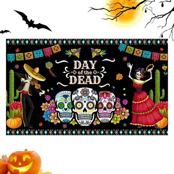 На фона на Мексиканския фестивал, Танцуващ череп, Мексикански фон, Танцуващ Банер с Черепа, Аксесоари за парти на Хелоуин, за Украса