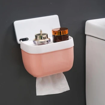 Стенен държач за тоалетна хартия, водоустойчив, полици за съхранение на мобилен телефон, рафтове за съхранение на тоалетна хартия, кутия за салфетки в банята