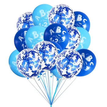 Back To School балон Син ABC балони Класна стая Училище украса 12-инчови Латексови балони Син 123 Въздуха кълбо
