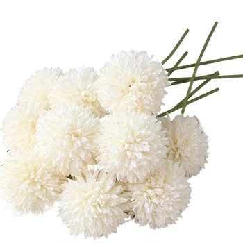 Изкуствени цветя, Букет цветя от мъниста с хризантемите 10 бр. Подарък за важните хора Glorious Moral (бял)