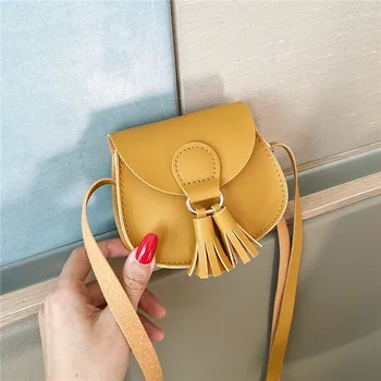 Модерна Нова Детска чанта Принцеса в Корейски стил, скъпа поясная чанта от изкуствена кожа за момичета, малка чанта за рамото с пискюли