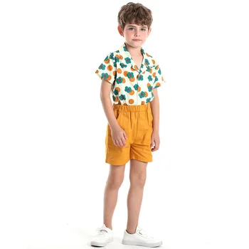 Корейската детски дрехи, дрехи пролет-лято нови ризи за момчета, дишащи детски ризи с къси ръкави и принтом, скъпа дрехи за момчета