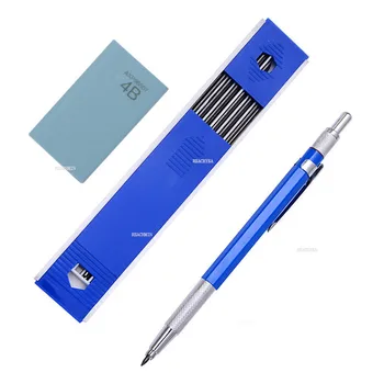 Метални механични Моливи 2,0 мм, Държач за грифелей 2B, Комплект моливи за рисуване с 12 штучными грифелями за писма, училищни подаръци, Офис консумативи