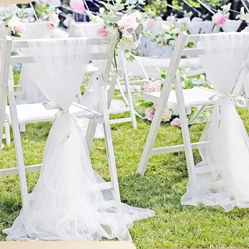 сватбена украса 2 м, ролка от тюл, прозрачна тъкан за парти по случай рождения Ден, на фона на декор сватбена стола, прежди за сватбен декор